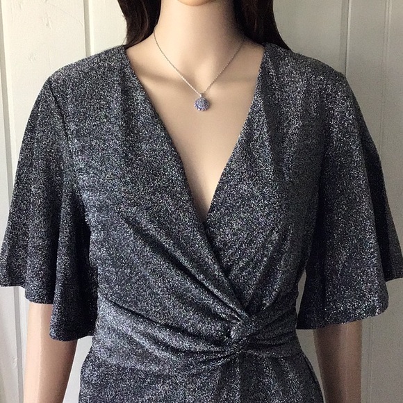 NWT BEAUTIFUL BLACK/SILVER SHIMMER ROMPER - Picture 8 of 8
